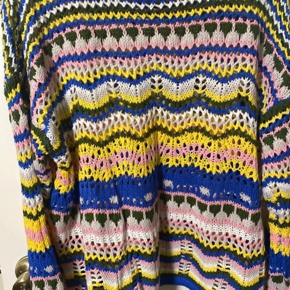 Women’s striped stylish autumn winter knit wear hollow top long sleeves sweater - Picture 2 of 5